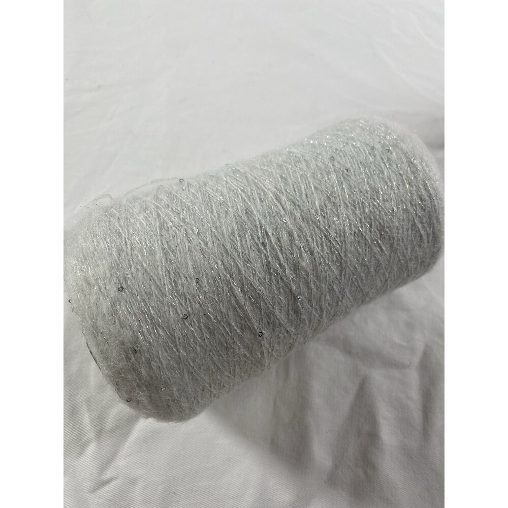 Fancy Cone Yarn Spool Yarn Light Grey Mohair Silver Sequins 290g Net Weight #777
